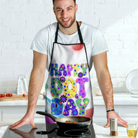 Happy Dot Day Apron Colorful Swirling Polka Dots and Whimsical Smiley Flowers