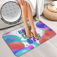 Happy Dot Day Bathroom Set Colorful Swirling Polka Dots and Whimsical Smiley Flowers