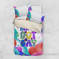 Happy Dot Day Bedding Set Colorful Swirling Polka Dots and Whimsical Smiley Flowers