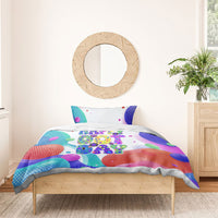 Happy Dot Day Bedding Set Colorful Swirling Polka Dots and Whimsical Smiley Flowers