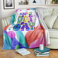 Happy Dot Day Blanket Colorful Swirling Polka Dots and Whimsical Smiley Flowers