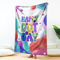 Happy Dot Day Blanket Colorful Swirling Polka Dots and Whimsical Smiley Flowers