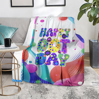 Happy Dot Day Blanket Colorful Swirling Polka Dots and Whimsical Smiley Flowers