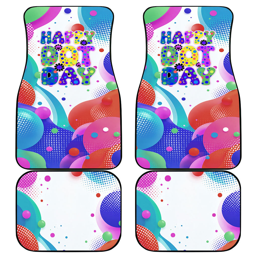 Happy Dot Day Car Mats Colorful Swirling Polka Dots and Whimsical Smiley Flowers