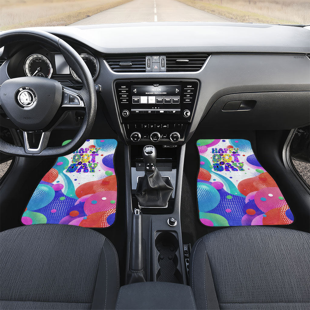 Happy Dot Day Car Mats Colorful Swirling Polka Dots and Whimsical Smiley Flowers
