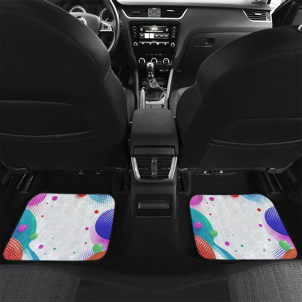Happy Dot Day Car Mats Colorful Swirling Polka Dots and Whimsical Smiley Flowers