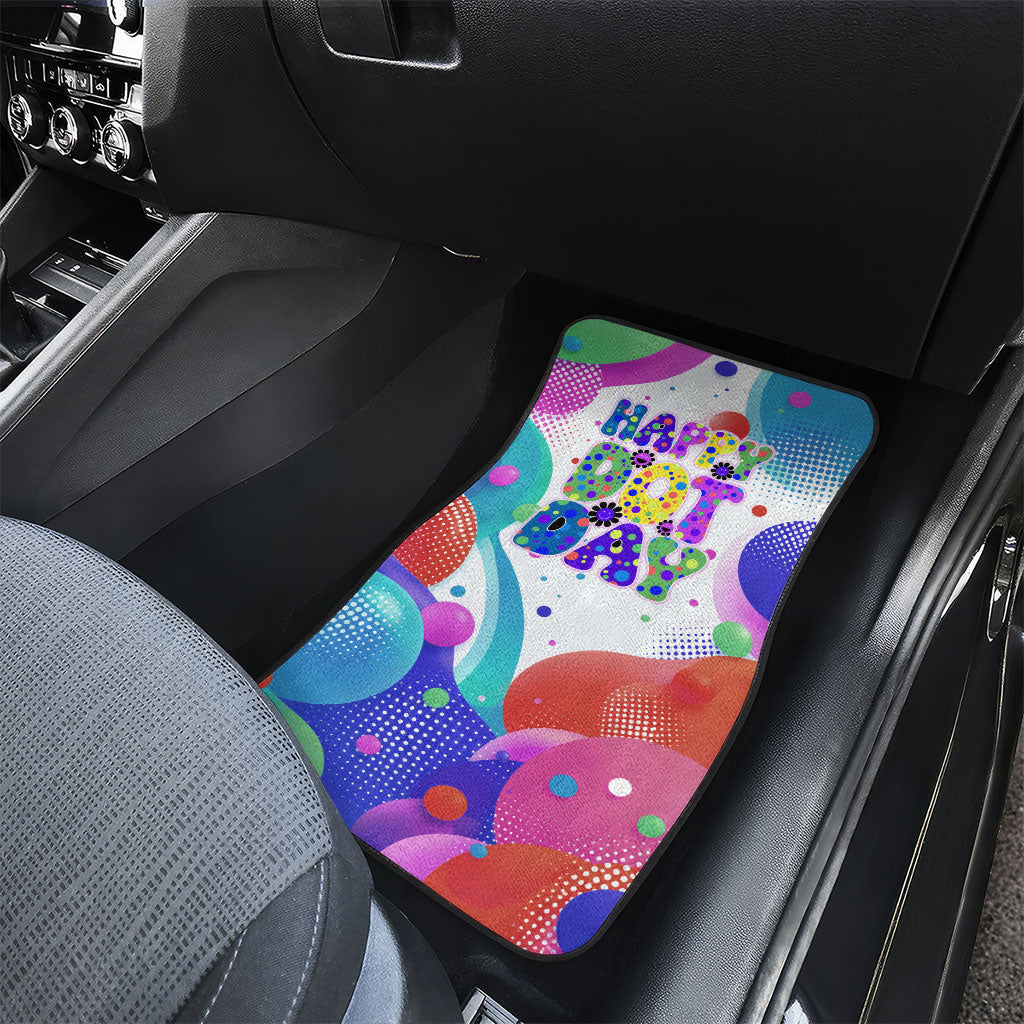Happy Dot Day Car Mats Colorful Swirling Polka Dots and Whimsical Smiley Flowers