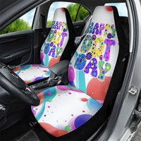Happy Dot Day Car Seat Cover Colorful Swirling Polka Dots and Whimsical Smiley Flowers