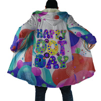 Happy Dot Day Cloak Colorful Swirling Polka Dots and Whimsical Smiley Flowers
