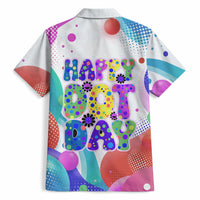 Happy Dot Day Hawaiian Shirt Colorful Swirling Polka Dots and Whimsical Smiley Flowers