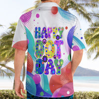 Happy Dot Day Hawaiian Shirt Colorful Swirling Polka Dots and Whimsical Smiley Flowers