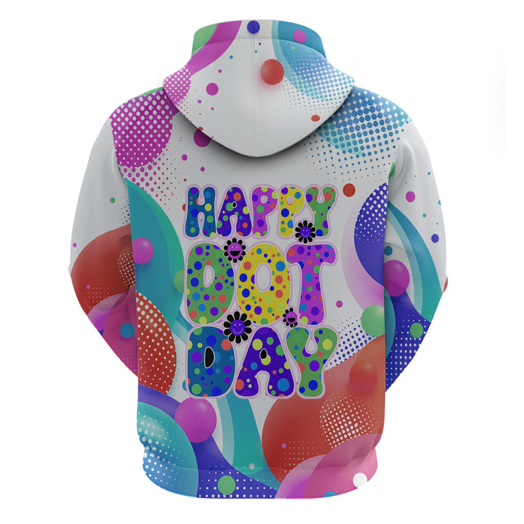 Happy Dot Day Hoodie Colorful Swirling Polka Dots and Whimsical Smiley Flowers