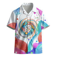 Happy Dot Day Kid Hawaiian Shirt Colorful Swirling Polka Dots and Whimsical Smiley Flowers