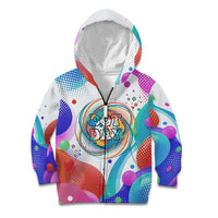 Happy Dot Day Kid Hoodie Colorful Swirling Polka Dots and Whimsical Smiley Flowers