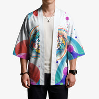 Happy Dot Day Kimono Colorful Swirling Polka Dots and Whimsical Smiley Flowers