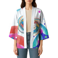 Happy Dot Day Kimono Colorful Swirling Polka Dots and Whimsical Smiley Flowers