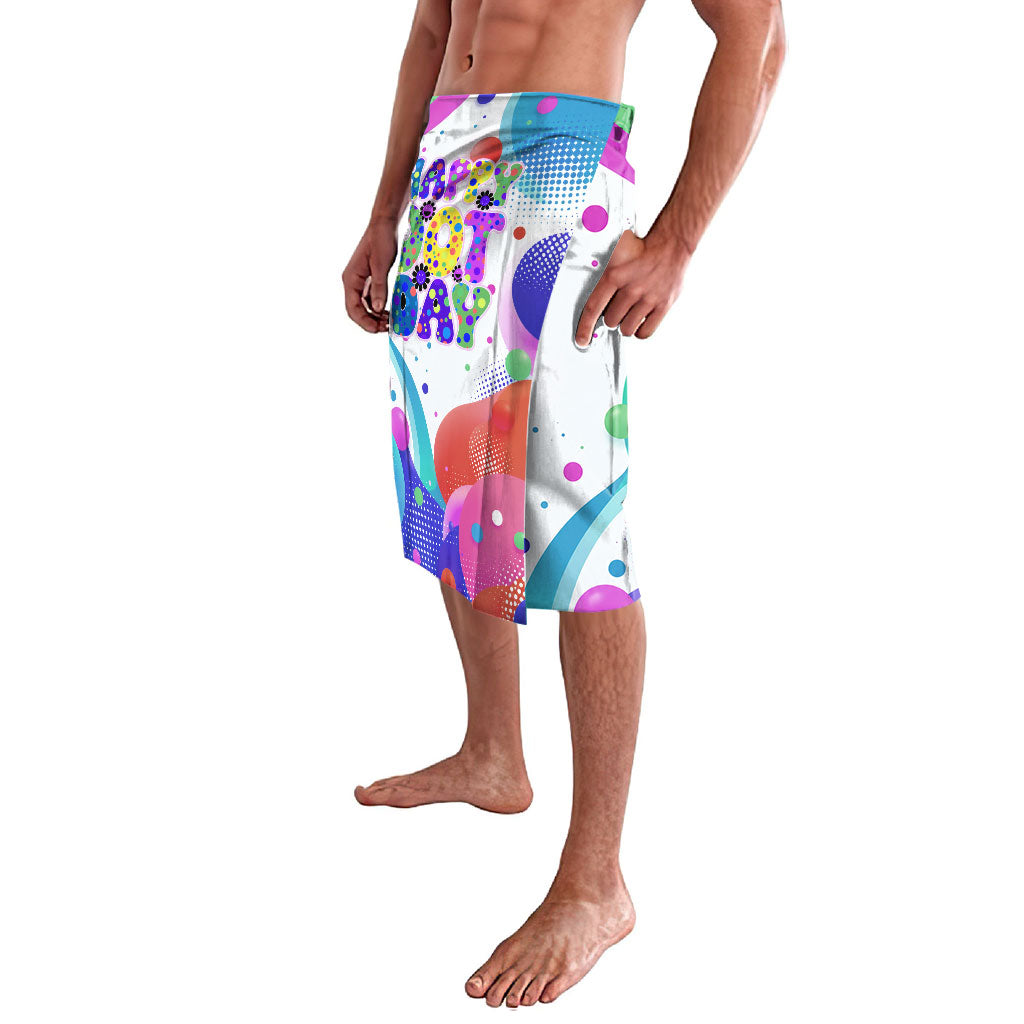 Happy Dot Day Lavalava Colorful Swirling Polka Dots and Whimsical Smiley Flowers
