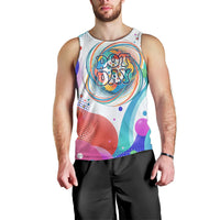 Happy Dot Day Men Tank Top Colorful Swirling Polka Dots and Whimsical Smiley Flowers