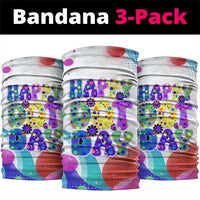 Happy Dot Day Neck Gaiter Colorful Swirling Polka Dots and Whimsical Smiley Flowers