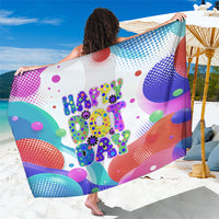 Happy Dot Day Sarong Colorful Swirling Polka Dots and Whimsical Smiley Flowers