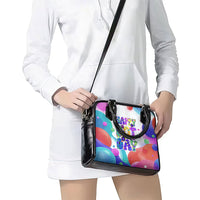 Happy Dot Day Shoulder Handbag Colorful Swirling Polka Dots and Whimsical Smiley Flowers