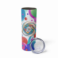 Happy Dot Day Skinny Tumbler Colorful Swirling Polka Dots and Whimsical Smiley Flowers