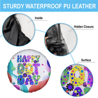 Happy Dot Day Spare Tire Cover Colorful Swirling Polka Dots and Whimsical Smiley Flowers