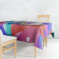 Happy Dot Day Tablecloth Colorful Swirling Polka Dots and Whimsical Smiley Flowers
