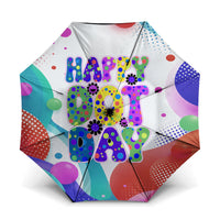 Happy Dot Day Umbrella Colorful Swirling Polka Dots and Whimsical Smiley Flowers