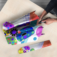 Happy Dot Day Umbrella Colorful Swirling Polka Dots and Whimsical Smiley Flowers