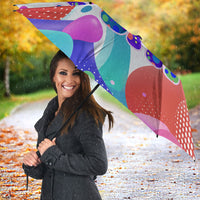 Happy Dot Day Umbrella Colorful Swirling Polka Dots and Whimsical Smiley Flowers