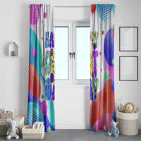 Happy Dot Day Window Curtain Colorful Swirling Polka Dots and Whimsical Smiley Flowers