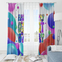 Happy Dot Day Window Curtain Colorful Swirling Polka Dots and Whimsical Smiley Flowers