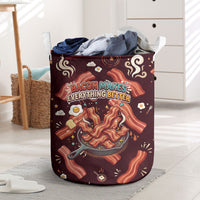 International Bacon Day Laundry Basket Retro Bacon Pattern With Sizzling Skillet Graphic