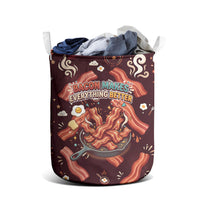 International Bacon Day Laundry Basket Retro Bacon Pattern With Sizzling Skillet Graphic