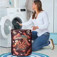 International Bacon Day Laundry Basket Retro Bacon Pattern With Sizzling Skillet Graphic
