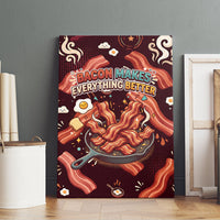 International Bacon Day Canvas Wall Art Retro Bacon Pattern With Sizzling Skillet Graphic