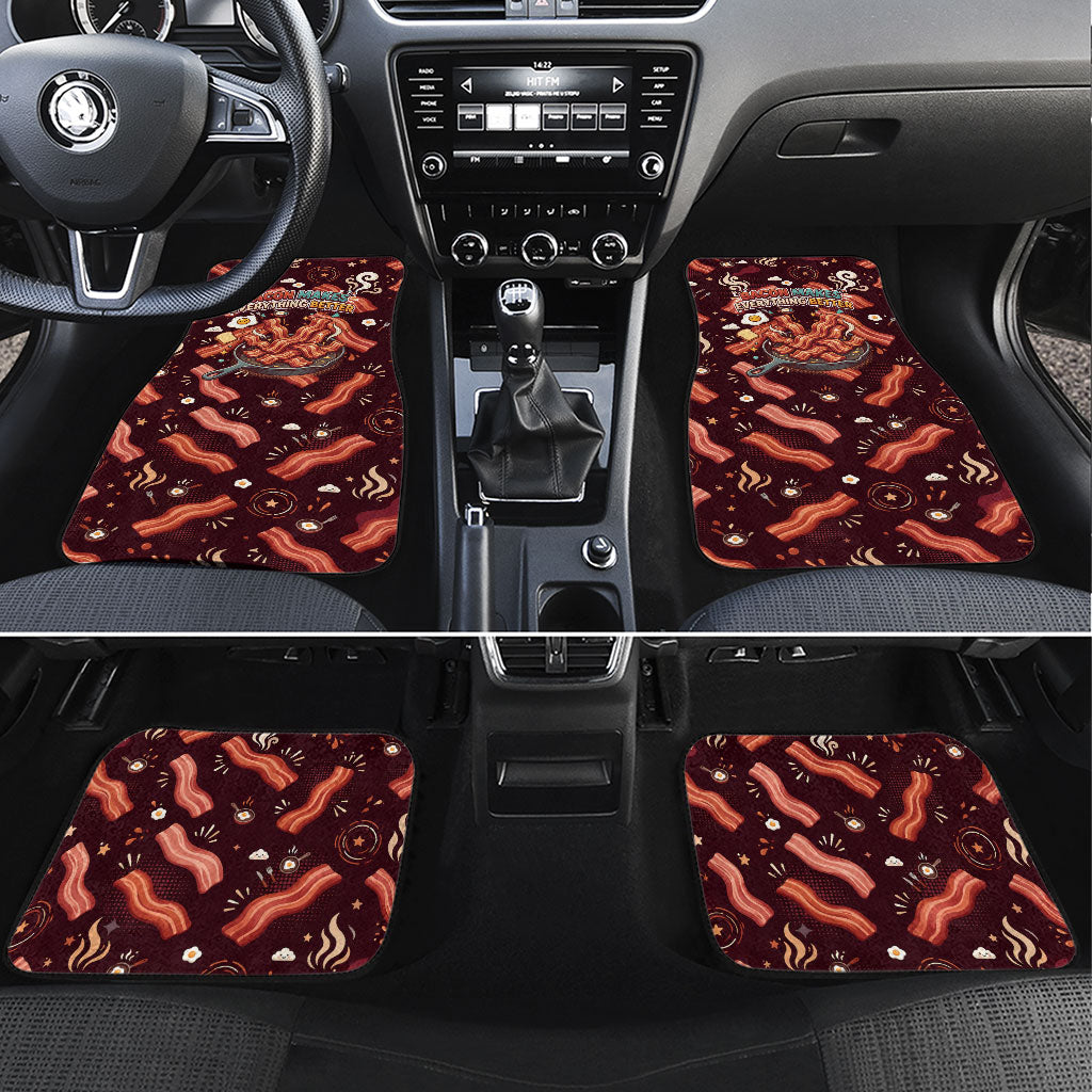 International Bacon Day Car Mats Retro Bacon Pattern With Sizzling Skillet Graphic