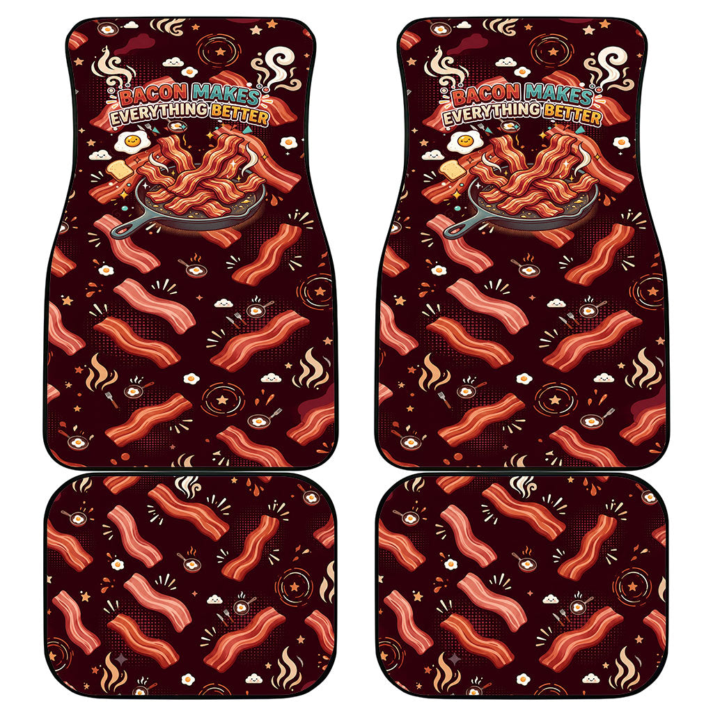 International Bacon Day Car Mats Retro Bacon Pattern With Sizzling Skillet Graphic