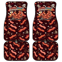 International Bacon Day Car Mats Retro Bacon Pattern With Sizzling Skillet Graphic