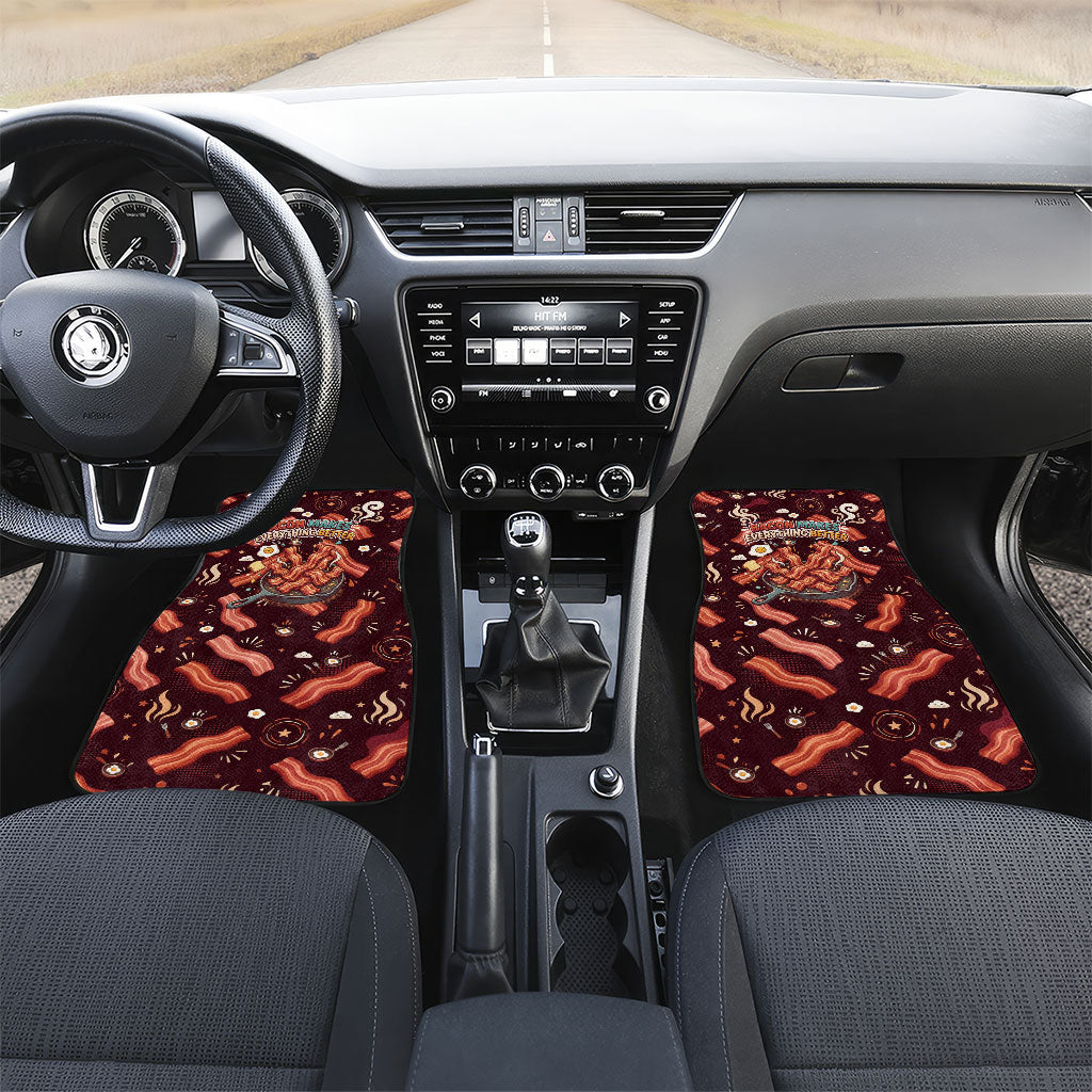 International Bacon Day Car Mats Retro Bacon Pattern With Sizzling Skillet Graphic