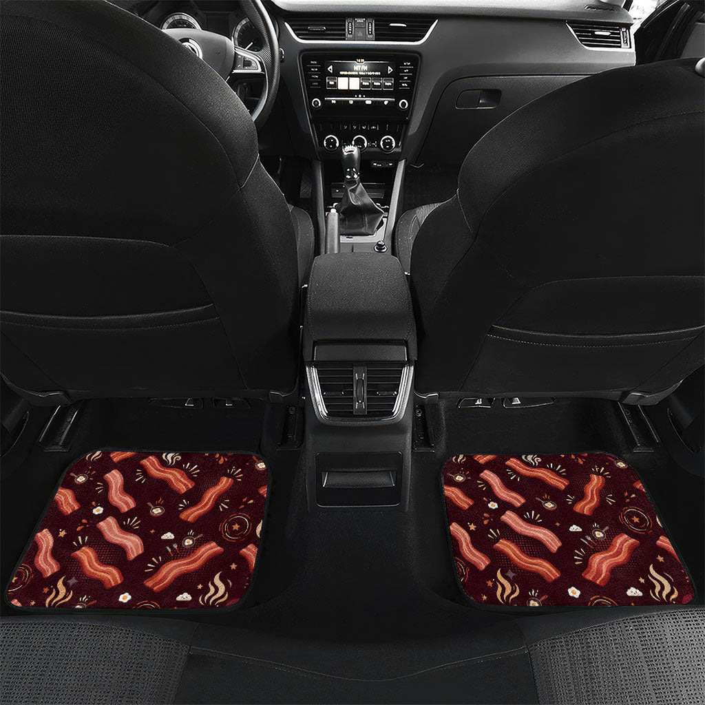 International Bacon Day Car Mats Retro Bacon Pattern With Sizzling Skillet Graphic