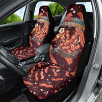 International Bacon Day Car Seat Cover Retro Bacon Pattern With Sizzling Skillet Graphic