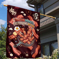 International Bacon Day Garden Flag Retro Bacon Pattern With Sizzling Skillet Graphic