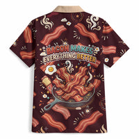 International Bacon Day Hawaiian Shirt Retro Bacon Pattern With Sizzling Skillet Graphic