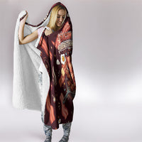 International Bacon Day Hooded Blanket Retro Bacon Pattern With Sizzling Skillet Graphic