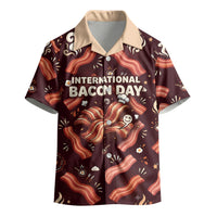 International Bacon Day Kid Hawaiian Shirt Retro Bacon Pattern With Sizzling Skillet Graphic