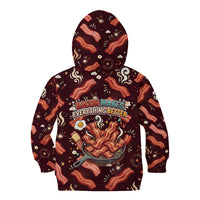 International Bacon Day Kid Hoodie Retro Bacon Pattern With Sizzling Skillet Graphic