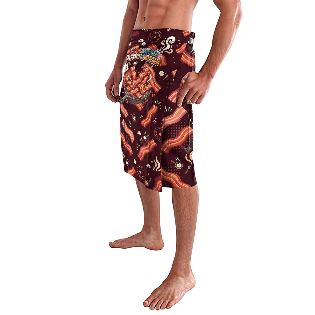 International Bacon Day Lavalava Retro Bacon Pattern With Sizzling Skillet Graphic