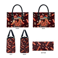 International Bacon Day Leather Bag Retro Bacon Pattern With Sizzling Skillet Graphic